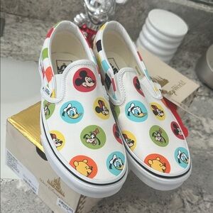NEW Disney Slip-On Sneakers - White and Multicolor